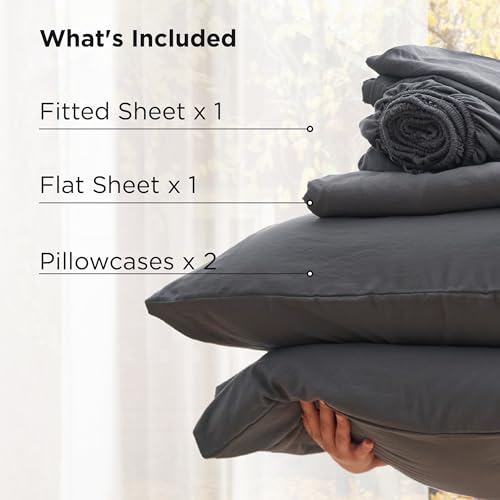 Image of Bedsure Deep Pocket Twin Sheets - 4 Piece, Prewashed Ultra-Soft Twin Sheets Set, Fits Mattresses Up to 18 Inches Thick, Breathable & Secure Fit, Hotel Luxury Bedding, Grey