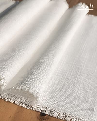 Letjolt White Table Runner 72 Inches Farmhouse Table Runner Christmas Table Runner Linen-Cotton Fabric Rustic Wedding Table Decor Birthday Party #TOP2