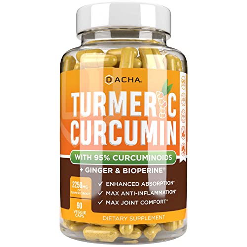 Triple Strength Tumeric Curcumin Supplement - 2250mg Joint Support Supplements Turmeric with Black Pepper Bioperine Ginger 95% Curcuminoids Anti Inflammatory Capsules Antioxidant Back Pain Relief