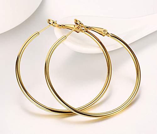Gslaoz PE951 18K Gold Plated Polished Round Hoop Earrings thumb #4