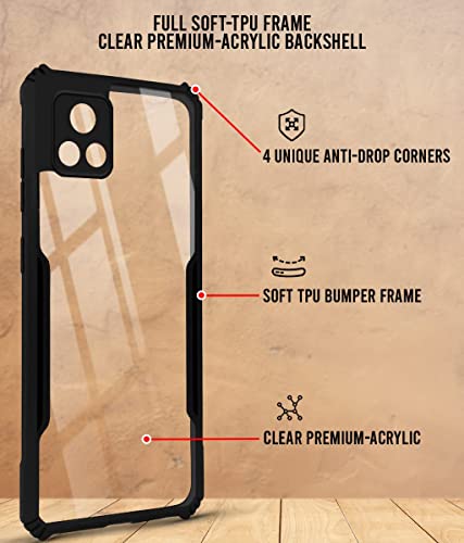 Image of Jkobi Back Cover Case for Vivo iQOO U3 | iQOO U3x (Crystal Glass Back | Camera Protection | Shockproof Bumpers | Professional Black)