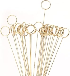 Gukasxi 30Pcs Metal Wire Floral Place Card Holder Round Shape Memo Floral Pick Clip Table Card Note Photo Memo Holder  for Wedding Birthday Baby Shower Party Favor