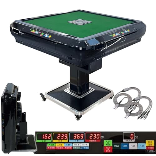 【組立サービス有り】clasimple 全自動麻雀卓 麻雀卓 折りたたみ 静音 家庭用 キャスター付き 3人打ち対応機種 点棒取り出し簡単 USB充電ポート付き コンパクト 業務用 ドリンクホルダー スマホホルダー おまけ多数 (デジタル表記 牌28mm