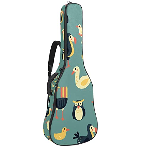Housse de guitare acoustique 106 cm antichoc rembourrage épais imprimé hibou oiseau