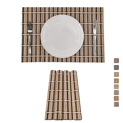 ANDSTAR Set of 4 Bamboo Slats Placemat Modern Placemats Natural ...