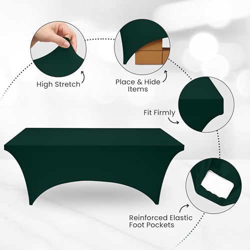image for Utopia Kitchen 6ft Spandex Table Cloth Rectangle [1 Pack, Hunter Green