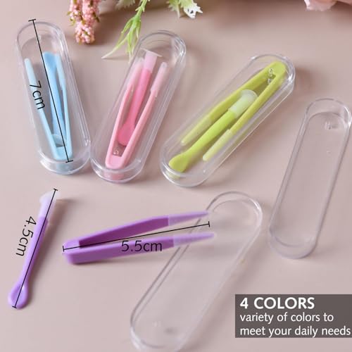 Image of 2 Pcs Contact Lens Tools with Tweezers and Suction Stick, Lens Applicator Tool Set,Eye Lens Care Kit for Daily Use and Travel, includ Blue and Pink