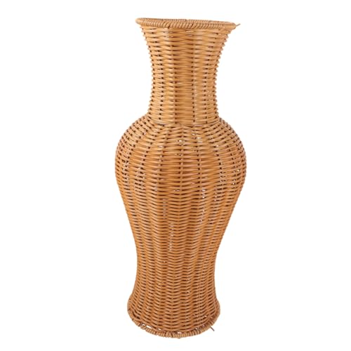 Cabilock Vase De Sol en Rotin Imitation Grand Vase À Fleurs À Fleurs Séchées Décoratif Boho pour Ferme Rustique Bureau Dortoir Décor De Sol À La Maison