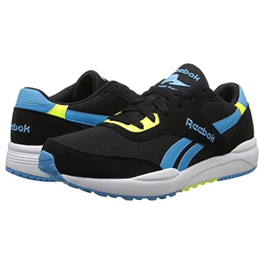 Reebok Royal Chase Sapato clássico masculino, Preto/azul/amarelo/branco/azul-real universitário, 12