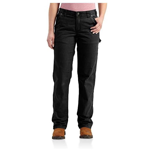 Carhartt Women's Rugged Flex Loose Fit Canvas Work Pant, Black, 6 Standard