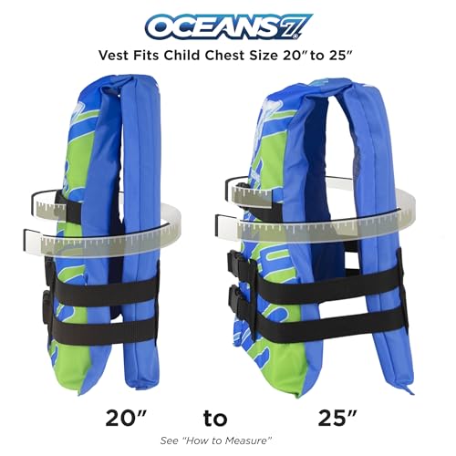 Image of Aqua Oceans 7 Life Jacket for Kids - US Coast Guard Approved Life Vest for Infant, Child & Youth Boys and Girls, Open-Side PFD for Boating, Swimming & Water Sports
