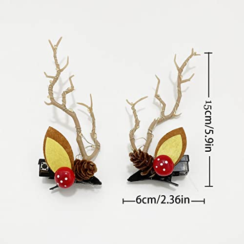 Prosy 2pcs LED Light up Antlers Headwear Glowing Hair Clips Christmas Hair Bands Party Decorative for Women and Girls (Yellow Lights) - Image 3