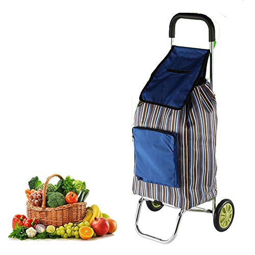 Einkaufstrolley, zusammenklappbar, Oxford-Stofftasche, Einkaufswagen, gestreift, Bedruckt, Kletterwagen, 2 große Räder für Zuhause, Leichter Einkaufswagen – Bild 6