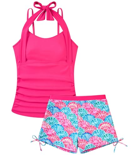 Image of Girls Tankini Swimsuit 2 Piece Halterneck Bathing Suit for Teens Size 7-16