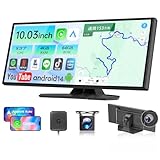 【Amazon.com.jp限定】ナビ・Carplay・ドライブレコーダーの1台3役VANBAR ディスプレイオーディオ 10.3インチ【Android14システム 8コアCPU 4GB RAM＋64GB ROM】YouTubeやNetflixなどが動画視聴できるドラレコ 前後カメラ同時録画 CarPlay Android Auto WiFi ワイヤレスミラーリング 1920*720 技適取得済み