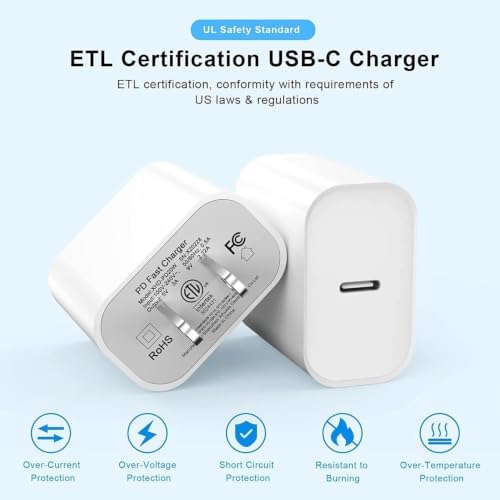 iPhone 17 16 15 Long Charger Fast Charging 2Pack USB C Wall Charger Block — view 7