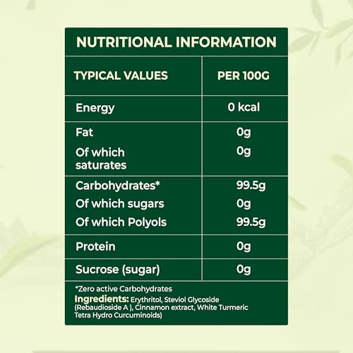 Image of LowKal Stevia Powder, 250g | Natural, Zero Calorie, No Sugar-Spike Ingredients | With Gut-Friendly Turmeric & Cinnamon | Sugar Free Stevia Powder