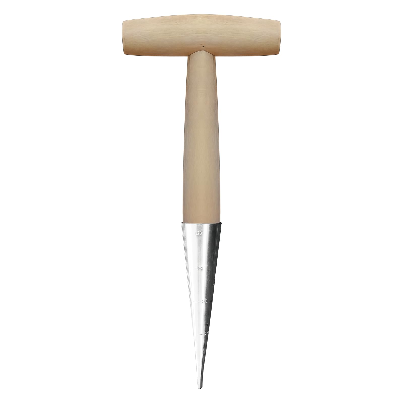 NAUZE Bulb Planter Stainless Steel Hand Dibber Garden Tool Chrome-Plated Steel with Wooden Handle Seed Sowing Tool for Outdoor Gardener