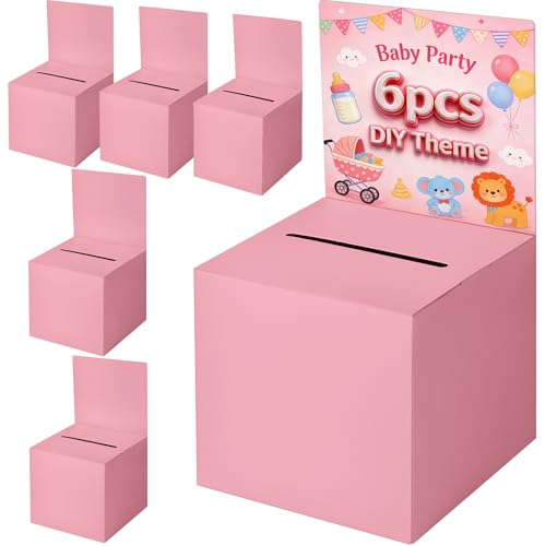 Pink Raffle Ticket Boxes, 6-Pack
