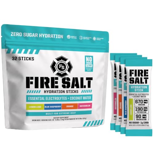 Fire Salt Variety Pack Electrolyte Hydration Sticks — 32 zero-sugar sticks across four flavours
