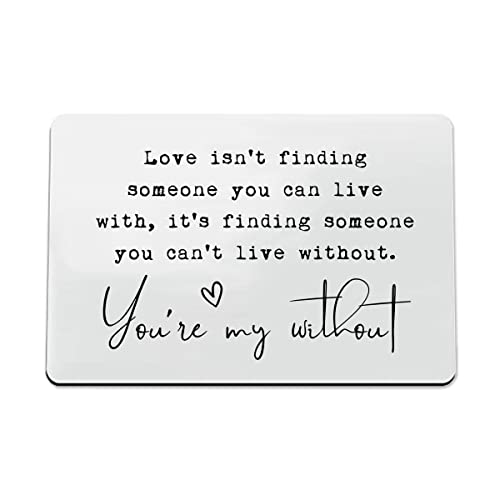 Wallet Insert Card, Engraved Gift for Him, Pocket Keepsake, Love is Finding Someone You Can't Live Without, Anniversary Wallet Insert Card, Birthday, Boyfriend, Husband (Silver)