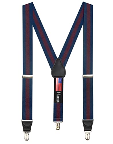 Image of HOLD'EM Suspender for Men Made in USA Y-Back Leather Crosspatch Clip on tuxedo suspenders