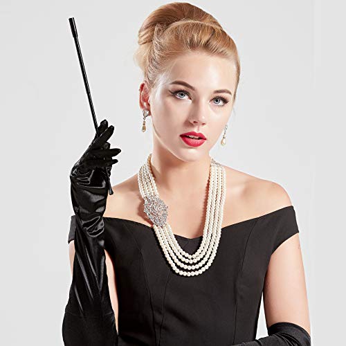 Babeyond 1920S Gatsby Pearl Necklace Vintage Bridal Pearl Necklace Earrings Jewelry Set Multilayer Imitation Pearl Necklace With Brooch (Style 2) #TOP7
