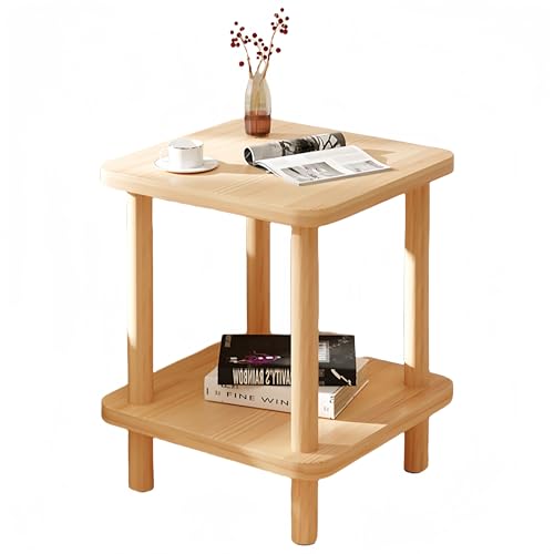 PANCY サイドテーブル エンドテーブ ソファサイド オープンラック ナイトテーブル テーブル ベッドルームテーブル スモールテーブル 木目調 2段 多機能 収納ラック 小物置き カフェテーブル 寝室 インテリア 家具 オフェス用 組立簡単 (幅40x奥