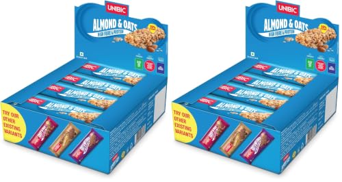 Image of Unibic Snack Bar Almond & Oats Pack of 24, 360 Grams
