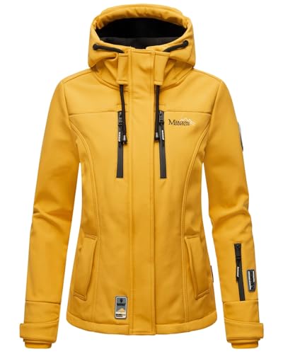 MARIKOO Damen Softshell Jacke Winterjacke wasserabweisend Outdoor B864 [B864-Kl.zicke-A-Yellow-Gr.S]