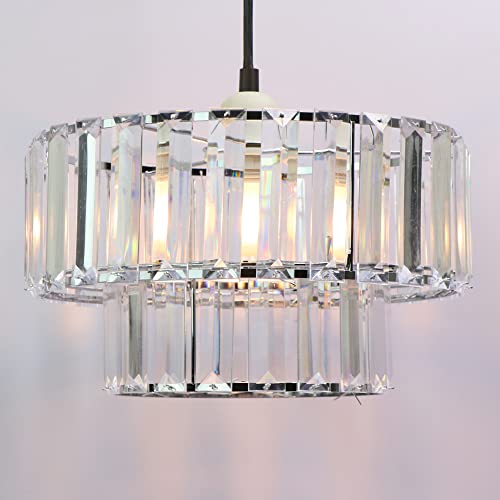 Abat-jour suspendu avec perles en chrome et acrylique pour salon
