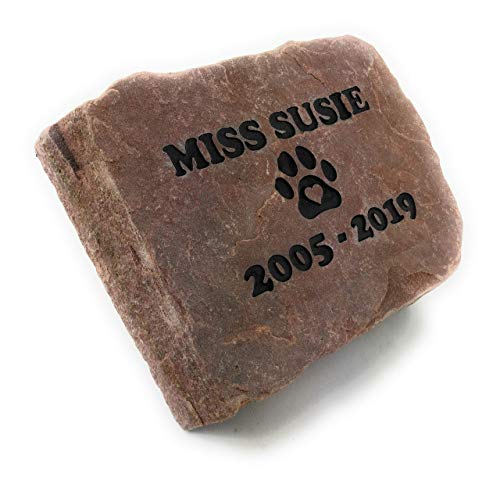 Graphicrocks Pet Memorial Stone Red Natural Stone Pet Loss Gift For The Memory Of A Beloved Pet Headstone Grave Marker Dog Cat Sandblast Engraved With Name Of Pet And Dates #TOP1