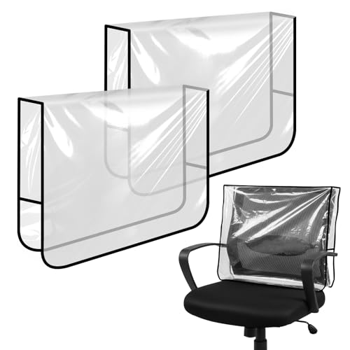 Yuomeaz 2 Pcs Salon Chair Seat Cover, Barber Chair Back Covers, Transparent Cover Protector for Hairdressing Chairs, Most Standard Barber Chairs, Spa, Reusable Prevent Damage (20