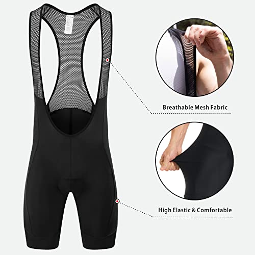 Qualidyne Men's Cycling Bib 3D Padded Bike Bib Shorts Road Biking Bicycle Shorts Upf 50+ Black #TOP3