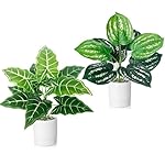 2 Stück Kunstpflanze Wie Echt, Künstliche Pflanzen im Topf Zimmerpflanzen, 35cm Kunstpflanzen Dekopflanze Fake Plant Plastik Pflanze für Badezimmer Büro Küche Badezimmer Dekoration