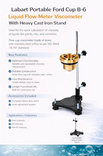 Image of Labart Portable Ford Cup B-6 Liquid Flow Meter Viscometer With Heavy Cast Iron Stand (B6)