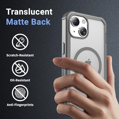 jaroco Magnetic for iPhone 15 Case, [Compatible with MagSafe][Military Grade Drop Protection][Heavy Duty Protection][Non-Slip][Shockproof] 2-Layer Durable Bumper Phone Case 6.1''-Gray by jaroco - Image 4