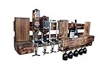  RUSTIKALE WANDBAR mit 4cl DOSIERSPENDER für Cocktails, Longdrinks,Vintage Wandregal Flaschenhalter groß aus Paletten Holz, Geschenk Vatertag Hausbar Landhausstil Deutschland Österreich