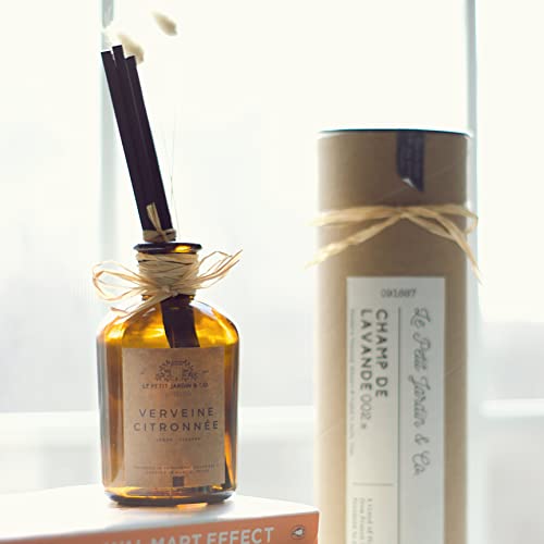 Le Petit Jardin & Co. Real Preserved Dried Flower Reed Diffuser Oil Scented Stick Fragrance Gift Set For Rustic Farmhouse Home Office Desk Bathroom Decor (Lemon + Verbena, 2 Bunny Tails) #TOP4