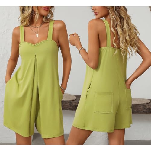 Mono corto de pierna ancha con escote corazon para mujer y diseño holgado sin mangas 6