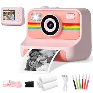 LIORQUE Kids Camera Instant Print with 32GB Card & 3 Rolls Paper 1080p HD Kids Photo Creator Thermal Printing Selfie Digital Camara for Boys & Girls