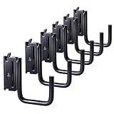 MorScan 6 Pack 2' E Track J Hooks Heavy Duty Black Steel E-Track Tie Down Accessories for Box Truck, Enclosed Trailer, Garage, Vans, Warehouse, Workshop