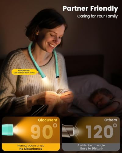 Image of Glocusent Neck Light with Timer, 100 Hours Book Light for Bedtime Reading