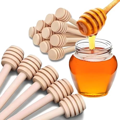 100 Pcs Mini Wooden Honey Dipper Sticks, 3Inch Honey Sticks, Wooden Spoons, Stir Sticks for Honey Dispense Drizzle Honey and Wedding Party Favors