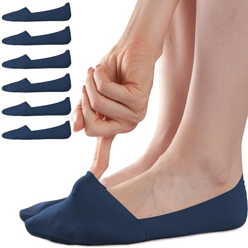 Image of Sofier No Show Socks Womens, Non Slip Low Cut 6 Pairs Thin Silky Dress Footies Liner Invisible Socks Flats Loafers Sneakers