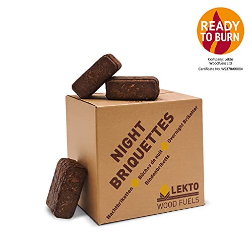 Lekto Woodfuels Night Briquettes 20kg (20 Briquettes) Up to 8 Hour Burn Ideal for Wood