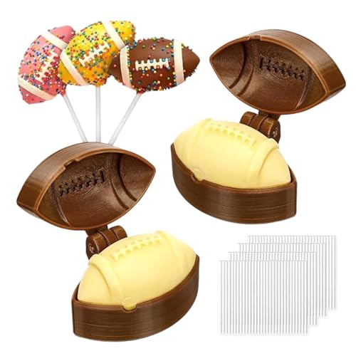 Generisch Molde de fútbol | 2 piezas de moldes reutilizables de fútbol con 100 tallos | Juego de cake pop, para el hogar, cocina, escuela, camping