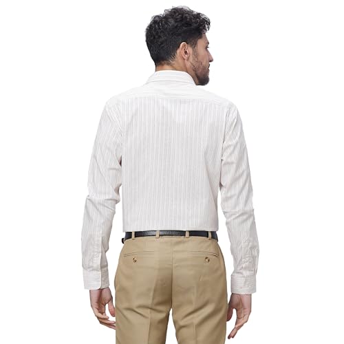 Image of Raymond Men's Slim Fit Pure Cotton Full Sleeve Semi Cutaway Collar Structure Pattern Light Blue Formal Shirt