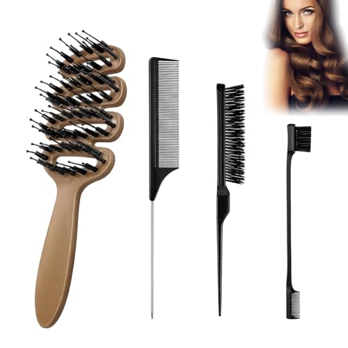 4Pcs Curly Hair Brush Set for Styling and Blow Drying