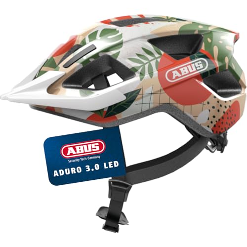 ABUS Fahrradhelm Aduro 3.0 LED - Sportiver City-Helm in stilvollem Design für alltägliche und sportliche Touren - mit Rücklicht - für Damen und Herren - Größe M, Orange